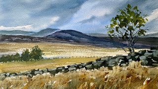 Paint A Loose WATERCOLOR STORMY SKY WELSH MOORS amp MOUNTAINS Watercolour Landscape PAINTING Tutorial [upl. by Ydnerb966]