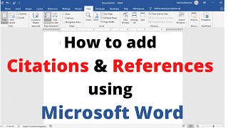 How to add Citations and References using Microsoft Word  Adding Citation and References by MS word [upl. by Ayatahs]