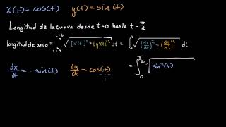 Ejemplo sobre la longitud de arco de una curva paramétrica  Khan Academy en Español [upl. by Arrec]