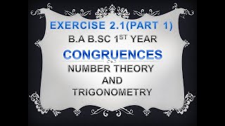 Ba bsc 1st year congruences least positive integer and remainder number theory and trigonometry [upl. by Anders]