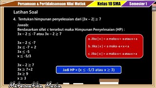 Kelas 10 Bab 1  persamaan dan pertidaksamaan nilai mutlak [upl. by Ecnarrot]