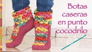 Botas de casa tejidas a crochet en punto cocodrilo [upl. by Nussbaum]