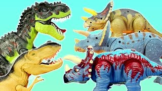 Dinosaur Triceratops Trex Spinosaurus Light and Sound Fun Adventure Toys For Kids [upl. by Goldi229]