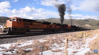 3 EMD SD70ACEs up front restart 12000 ton train on a 2 Grade Moffat Tunnel Subdivision Colorado [upl. by Vadim]