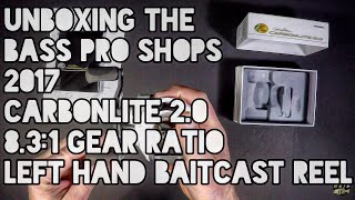 Unboxing The Bass Pro Shops 2017 Carbonlite 20 831 Gear Ratio Left Hand Baitcast Reel [upl. by Ahsiema]