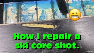 How to repair a ski Core Shot Salomon skis [upl. by Eylatan]