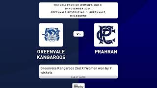 Greenvale Kangaroos WP2 v Prahran 2nds [upl. by Latona910]