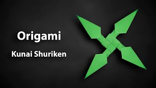 Origami Kunai Shuriken  Ninja Star  How to Fold [upl. by Bohun92]