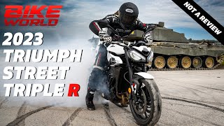 2023 Triumph Street Triple R  Skids And Wheelies On Private Roads [upl. by Yecniuq538]