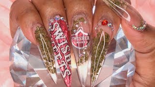 Acrylic Nails Tutorial  Weed Nails  How To Encapsulated Nails  Nail Art [upl. by Atiuqcaj]