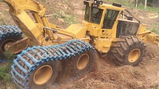 pewag bluetrack duro BTD on 635G Tigercat 6x6 Skidder [upl. by Dymoke]