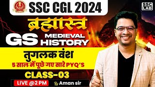 SSC CGL 2024  MEDIEVAL HISTORY  TUGHLAQ DYNASTY  LAST 5 YEARS QUESTIONS BY AMAN SIR [upl. by Aleck]