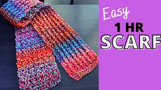 QUICK amp EASY Crochet Scarf 🤩 ONE ROW REPEAT 🤩 [upl. by Weisbart652]