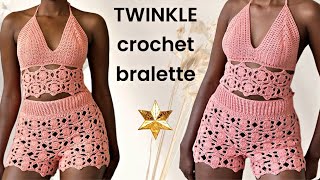 Twinkle crochet bralette top tutorial [upl. by Wightman]