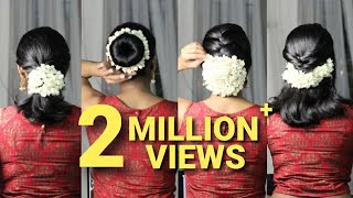 Easy traditional hairstyle with jasmine flower  Hairstyles for short hair  Preity Neereekshan [upl. by Haduj]