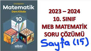 10 sınıf MEB Matematik kitabı syf15 soru çözümleriMiray yayınları [upl. by Flavius]