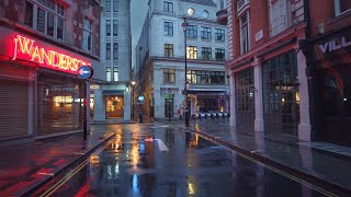 London Rain Walk in DESERTED West End Soho amp Marylebone Streets  Saturday Morning City Ambience [upl. by Ehcropal]