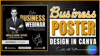 Professional Business Webinar Poster Design Canva Premium Tutorial [upl. by Eseerahs]