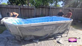 Bestway Power Steel Oval Above Ground Swimming Pool  14ft x 8ft 2in x 395in  Open Box and Set Up [upl. by Malti]