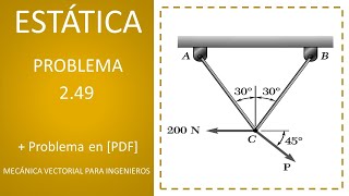 07 Problema 249 Estática BeerJohnston 11 ED  Problemas de equilibrio [upl. by Repip578]