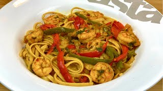 RECETTE HEALTHY IDÉALE POUR UN RÉÉQUILIBRAGE ALIMENTAIRE LES LINGUINES AUX CREVETTES ET AUX POIVRONS [upl. by Tchao]