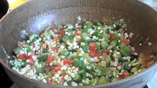 Soul Food  Okra Succotash  Okra Corn Tomatoes and Shrimp [upl. by Maurili650]