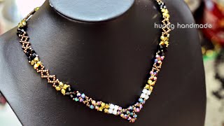 How to make beaded necklace with bicone beads  DIY necklace [upl. by Adniral]