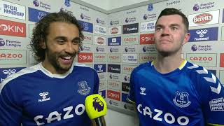 Michael Keane and Dominic CalvertLewin reflect on Evertons incredible win [upl. by Terrye891]