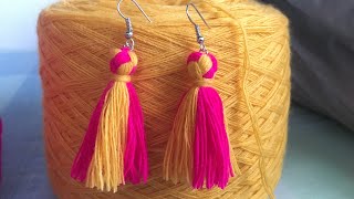 How to make a 2color tassel earrings tutorial [upl. by Ahsienat]