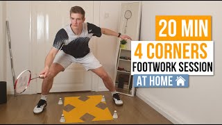 20 Min Four Corners Footwork Session  Technique and Coordination  Badminton at home [upl. by Berthold482]