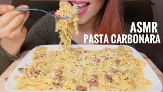 ASMR CURLY FETTUCCINE CARBONARA  Recipe  EATING SOUNDS No Talking [upl. by Nylcsoj]