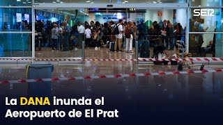 La DANA inunda el Aeropuerto de El Prat y la C32 a su paso por Barcelona [upl. by Nolyd943]