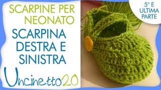 Tutorial uncinetto  Scarpine per neonato  5 di 5 [upl. by Junieta195]