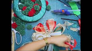 Making a pompoms Christmas wreath diy handmadecrafting handmade [upl. by Alexandro]