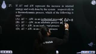 If U and W represent the increase in internal energy and work done by the systemampn [upl. by Henry]