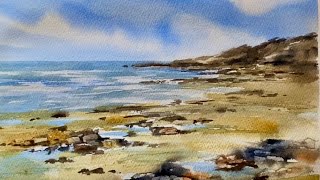 BEGINNERS WATERCOLOR TUTORIAL Paint A SCOTTISH BEACH Loose Watercolour Seascape Landscape Painting [upl. by Haney]