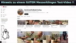 Hinweis zu einem gut erläuterten MesserstahlTEST Video mit 4 Messer bei versch Materialien [upl. by Wiebmer]