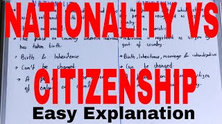 Nationality vs CitizenshipDifference between nationality and citizenshipNationality amp citizenship [upl. by Ateuqahs19]