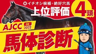 【ＡＪＣＣ 2022】ココが狙い目・絶好馬体ＴＯＰ４！某大手牧場の元スタッフが見抜く重賞馬体診断！重賞フォトパドック【アメリカジョッキークラブカップ 】【競馬 予想】 [upl. by Vinna]