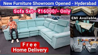 New FURNITURE SHOWROOM Opened In Hyderabad  Free Home Delivery 💥  Luxury Sofa  Dining Table  Cot [upl. by Snider255]