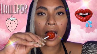 ASMR Lollipop Mouth Sounds  Strawberry Blow Pop  Gum Chewing Tingles [upl. by Barry737]