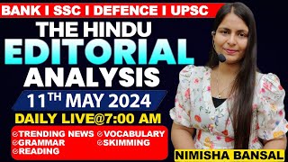 Editorial Analysis  11th May 2024  Vocab Grammar Reading Skimming  Nimisha Bansal [upl. by Kappel]