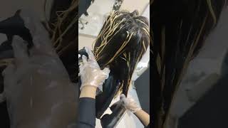 hair streaking  how to do streaks on treated hair  hair dye shorts hairstyle [upl. by Cagle]