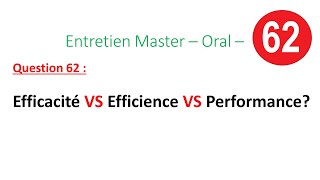 Entretien Master – Oral – Question 62  Efficacité VS Efficience VS Performance [upl. by Lanuk]