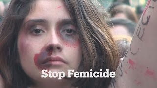 Latin American women protest Femicide [upl. by Leuqcar]