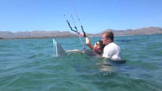 Nick first waterstart kitesurfing club mallorca kite lessons in July [upl. by Eimas]