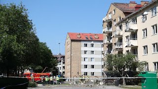 Explosion hits fivestorey building in Linkoping Sweden [upl. by Lexi149]