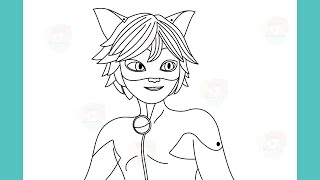 how to draw Cat Noir miraculous ladybug drawing [upl. by Nomelc]