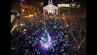 Drone Video  Basking Ridge Christmas Eve Sing on the Green  100th Edition [upl. by Lohrman]