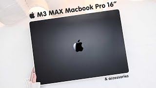 apple macbook pro m3 max 🖤space black unboxing aesthetic accessories  genshin  gameplay [upl. by Dayna]